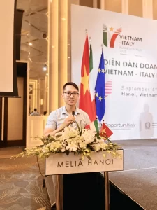 Đại diện Kanetora phát biểu tại Diễn đàn Doanh nghiệp Việt Nam – Italy 2025 tại Hà Nội